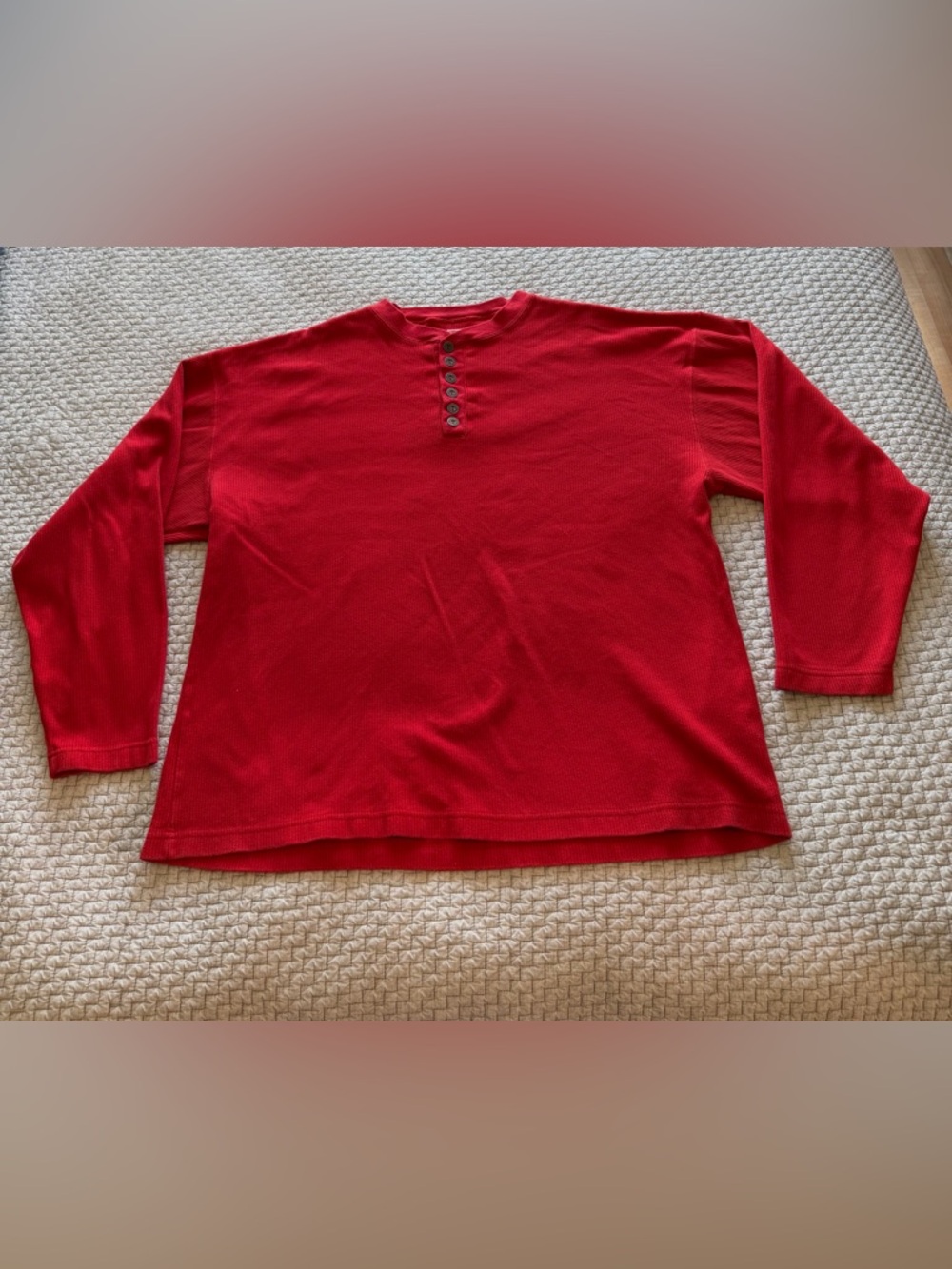 Vintage Marlboro Unlimited Red Quarter Button Long Sleeve Henley Size XXL
